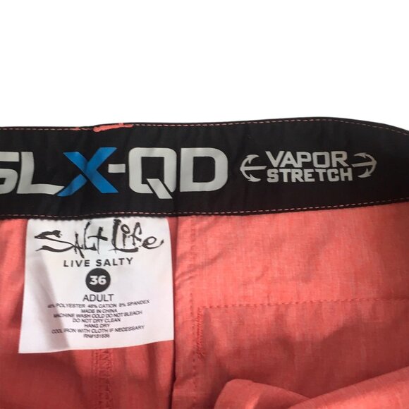 Salt Life Shorts Mens 36 Coral SLX-QD Vapor Stretch Hybrid Quick Dry Fishing - Picture 4 of 16